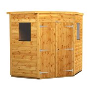 Power 6x6 Flat Roof Corner Garden Shed - Double Door